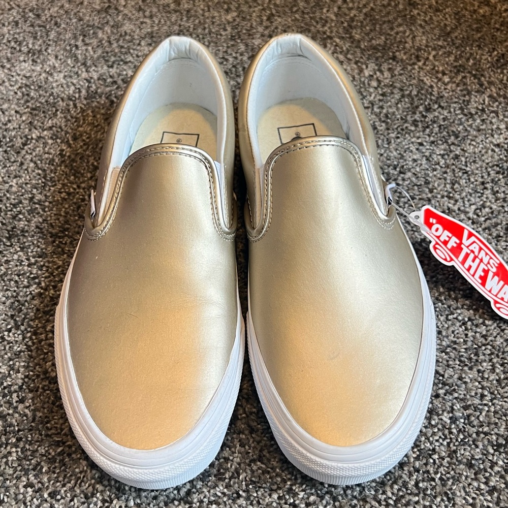 Vans Metallic Gold Slip-On Shoes